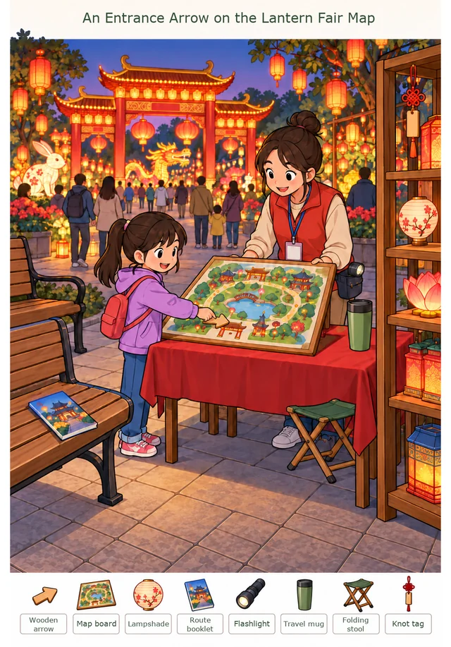An Entrance Arrow on the Lantern Fair Map colorful hidden picture puzzle preview