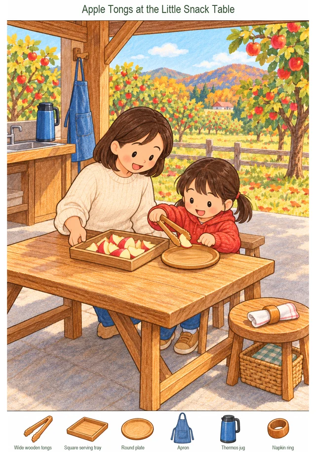 Apple Tongs at the Little Snack Table colorful hidden picture puzzle preview