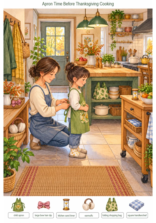 Apron Time Before Thanksgiving Cooking colorful hidden picture puzzle preview