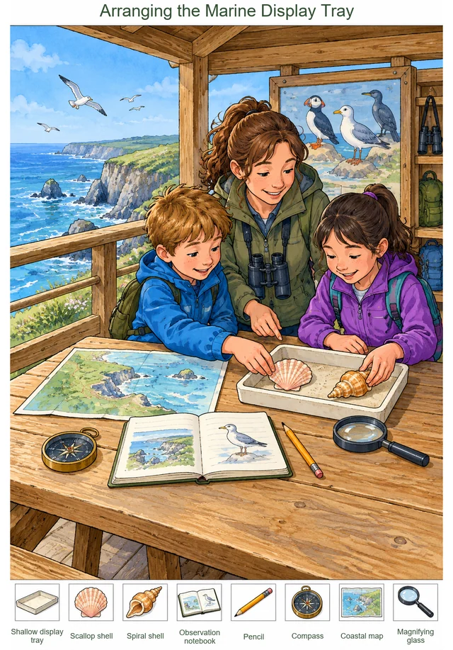 Arranging the Marine Display Tray colorful hidden picture puzzle preview