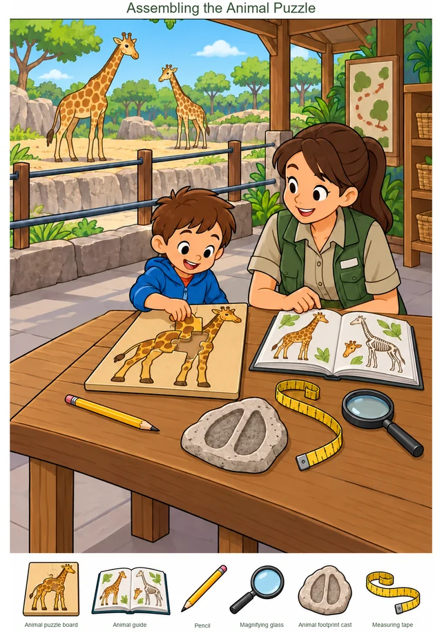 Assembling the Animal Puzzle colorful hidden picture puzzle preview