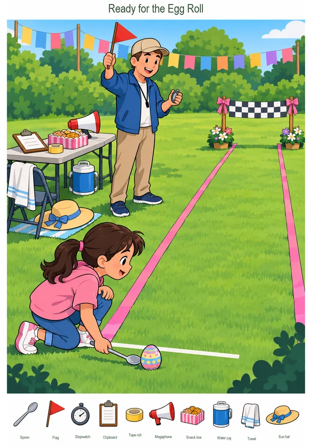 At the Easter Egg Roll Starting Line colorful hidden picture puzzle preview