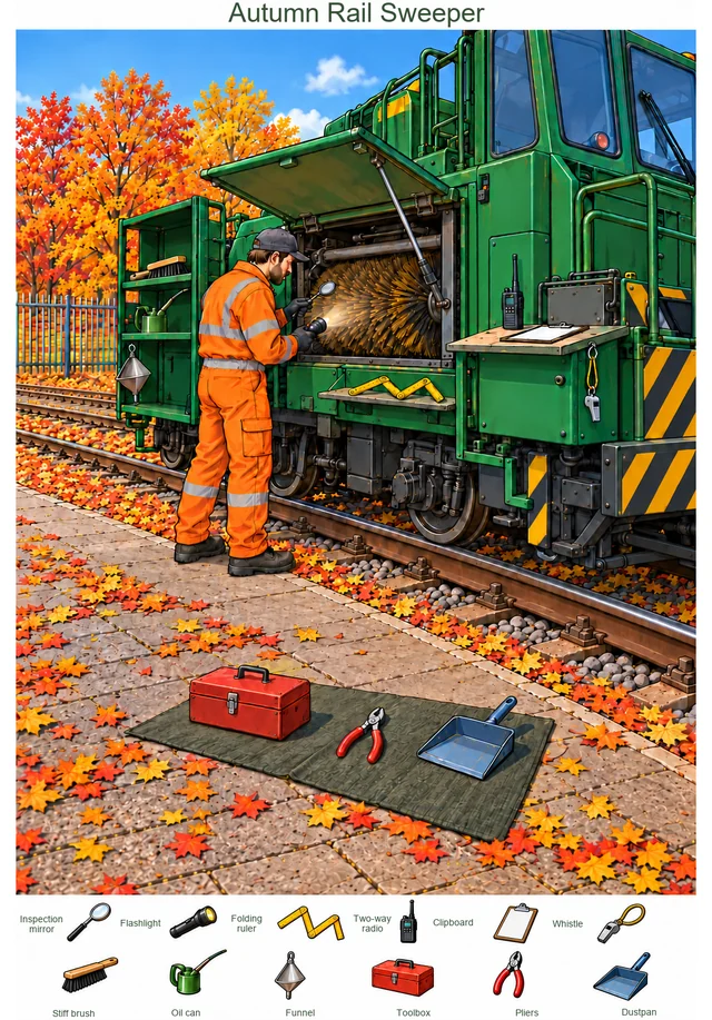Autumn Railway Sweeper Maintenance colorful hidden picture puzzle preview