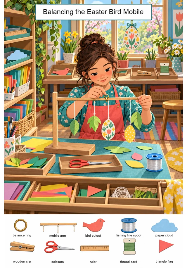 Balancing the Easter Bird Mobile colorful hidden picture puzzle preview