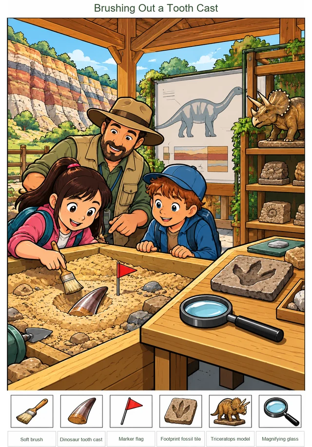 Brushing Out a Tooth Cast colorful hidden picture puzzle preview