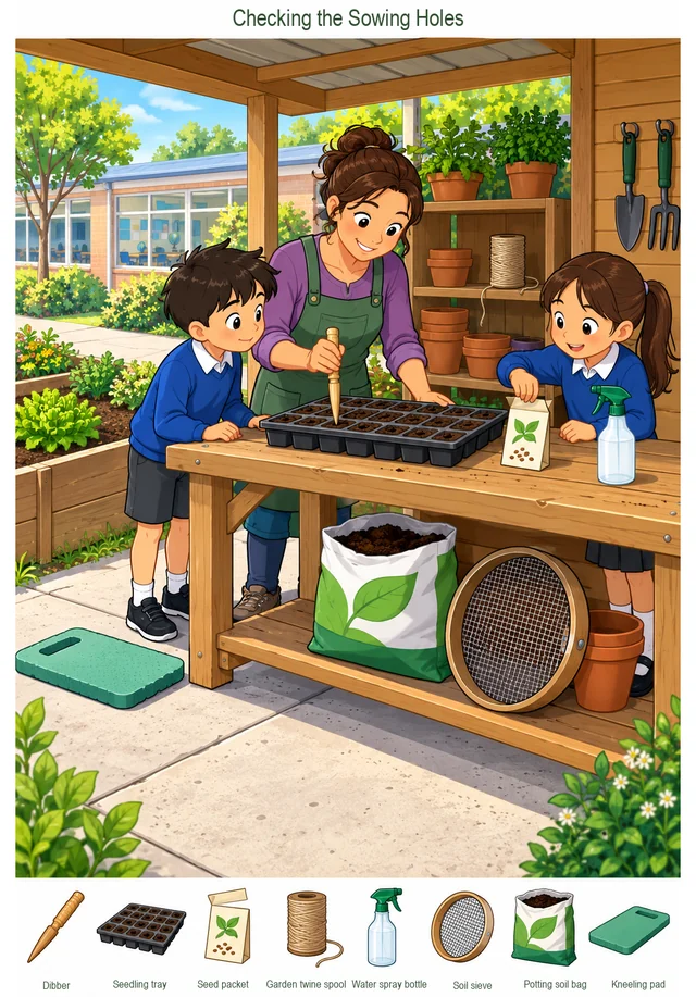 Checking the Sowing Holes colorful hidden picture puzzle preview