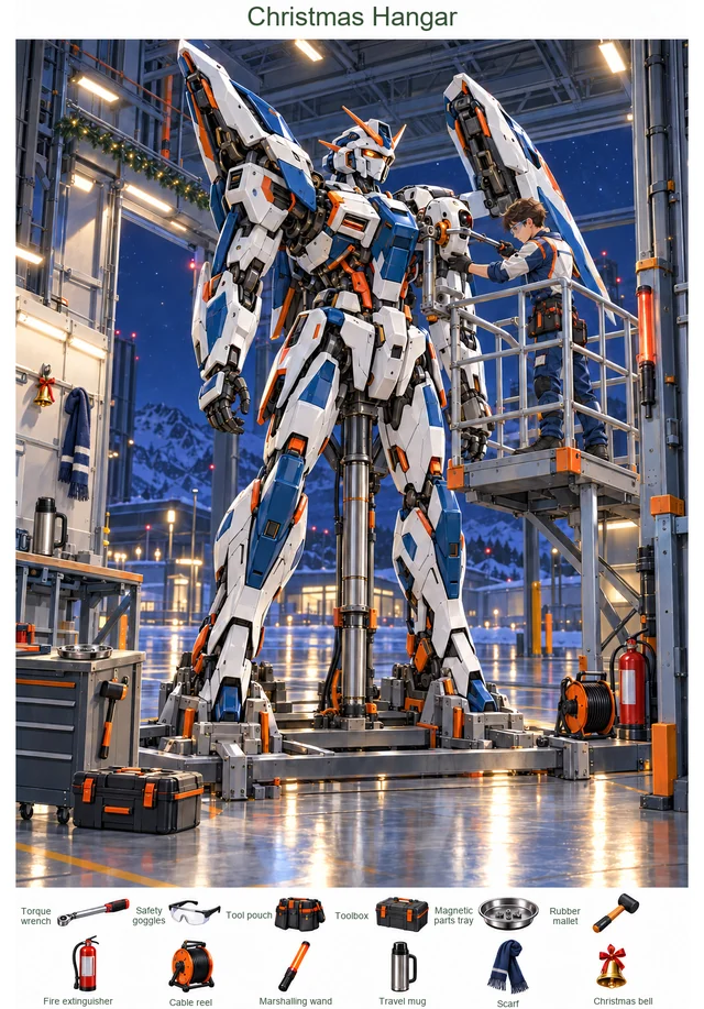 Christmas Eve Aerospace Mech Service colorful hidden picture puzzle preview