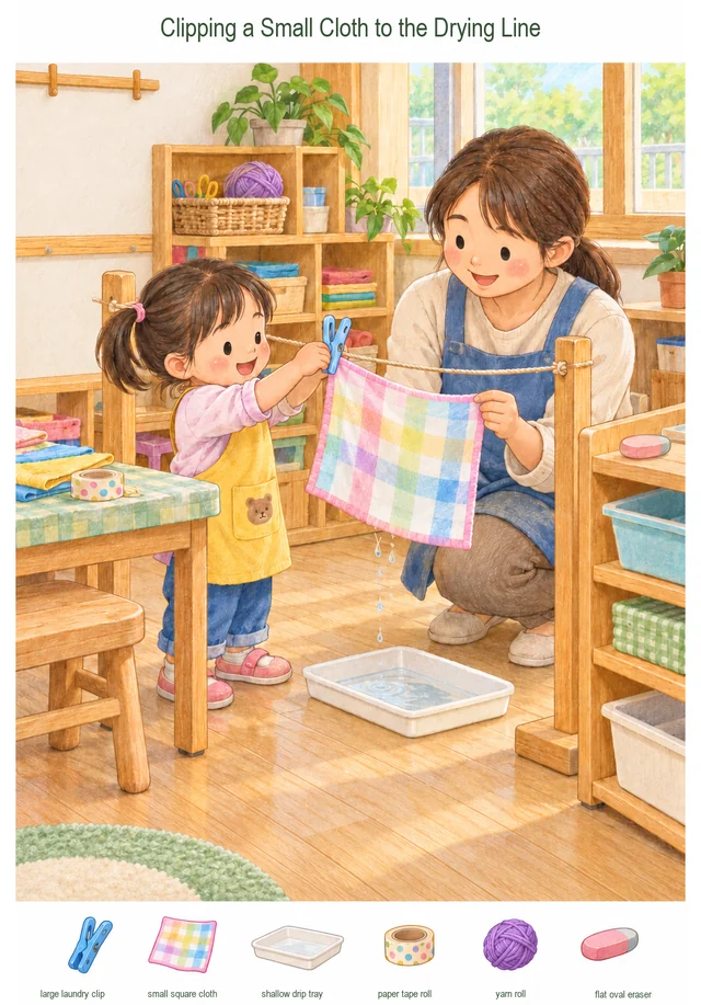 Clipping a Small Cloth to the Drying Line colorful hidden picture puzzle preview