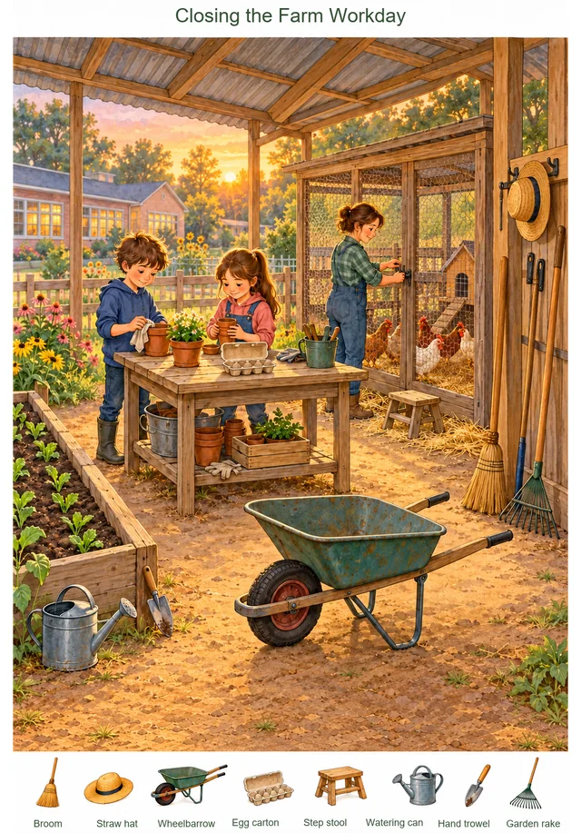 Closing the Farm Workday colorful hidden picture puzzle preview