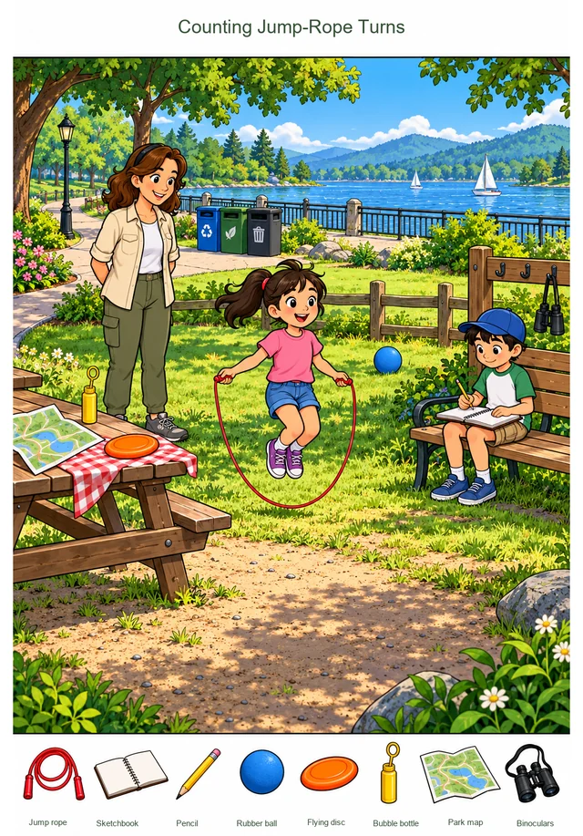Counting Jump-Rope Turns colorful hidden picture puzzle preview