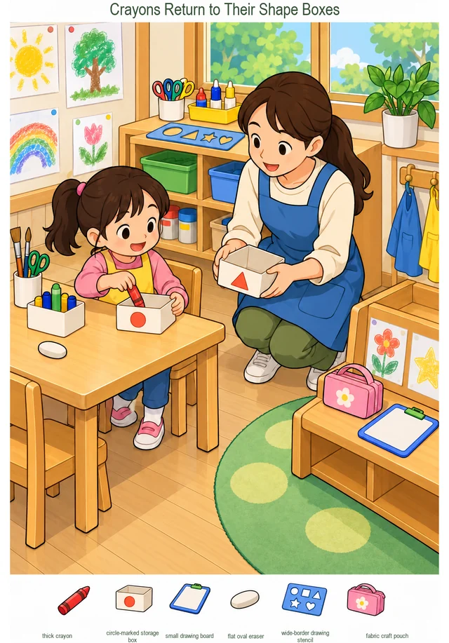Crayons Return to Their Shape Boxes colorful hidden picture puzzle preview