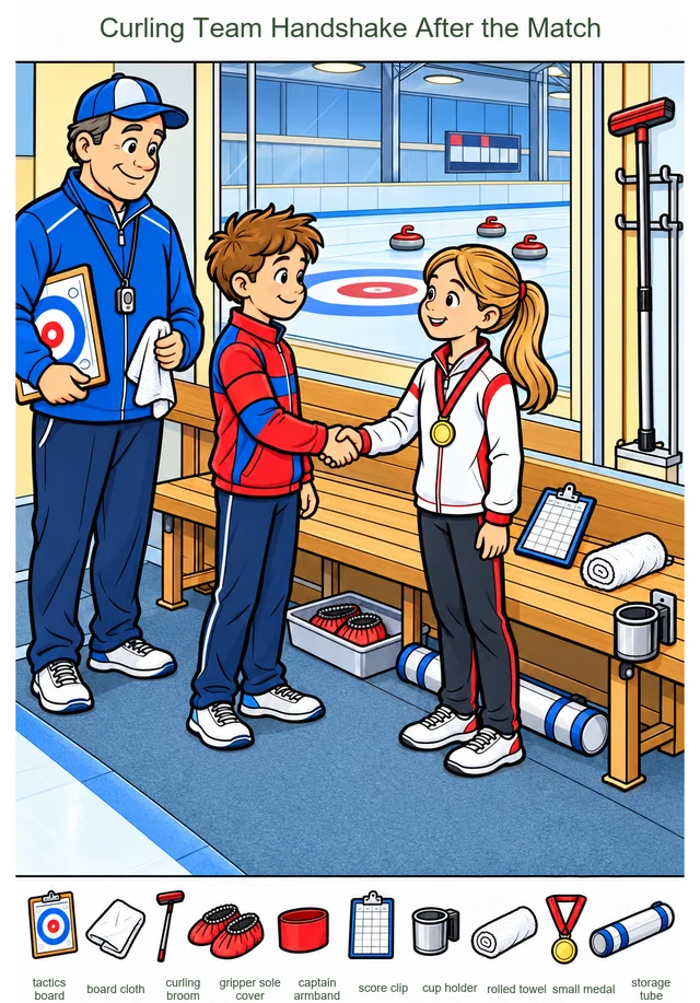 Curling Team Handshake After the Match colorful hidden picture puzzle preview