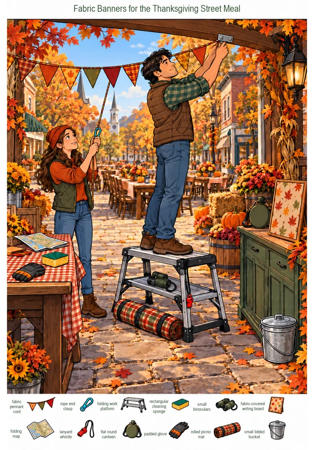 Fabric Banners for the Thanksgiving Street Meal colorful hidden picture puzzle preview