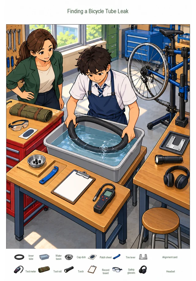Finding a Bicycle Tube Leak colorful hidden picture puzzle preview