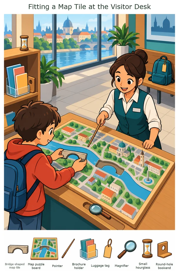 Fitting a Map Tile at the Visitor Desk colorful hidden picture puzzle preview