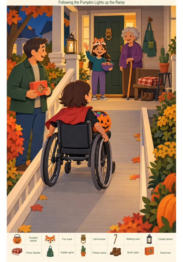 Following the Pumpkin Lights up the Ramp colorful hidden picture puzzle preview
