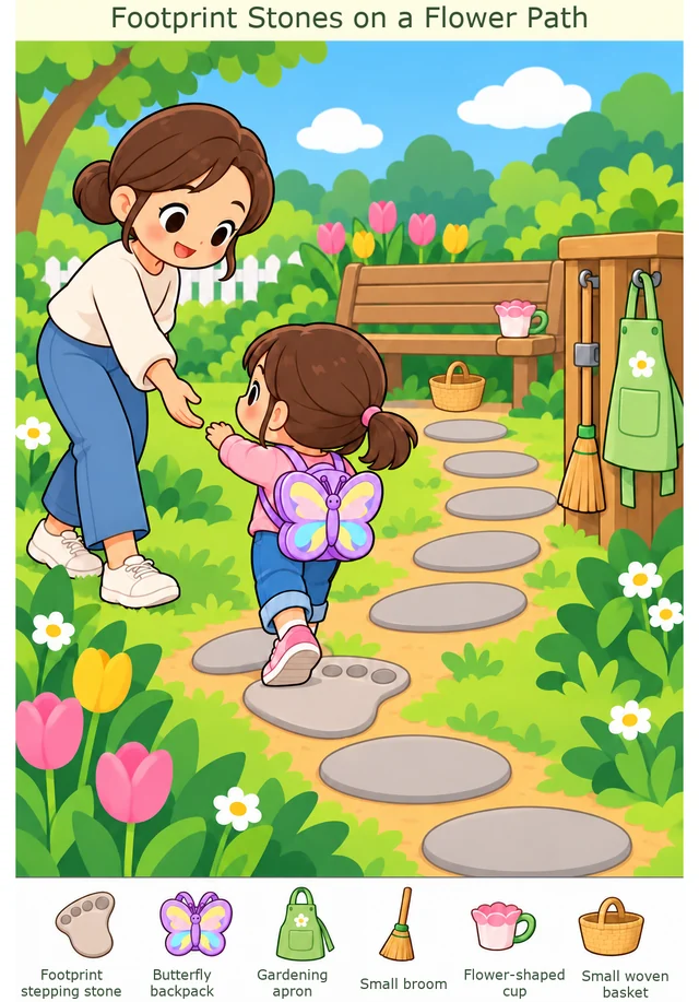 Footprint Stones on a Flower Path colorful hidden picture puzzle preview