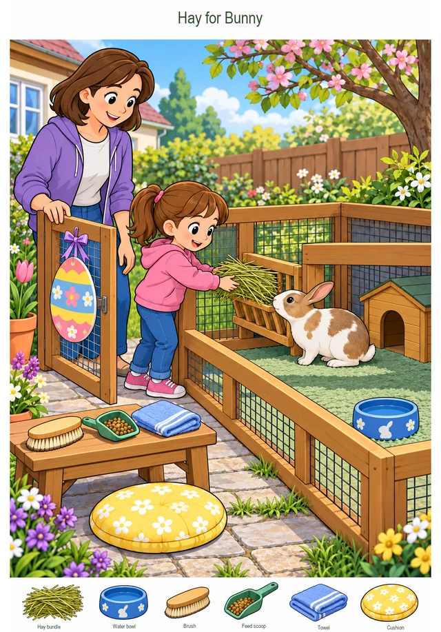 Fresh Hay for the Easter Morning Bunny colorful hidden picture puzzle preview