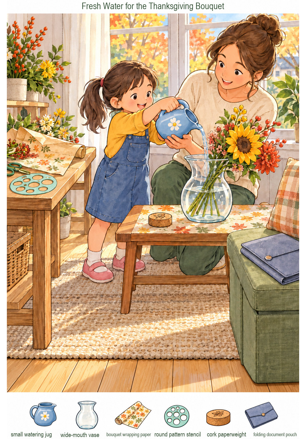 Fresh Water for the Thanksgiving Bouquet – full-color hidden picture puzzle with 6 objects to find
