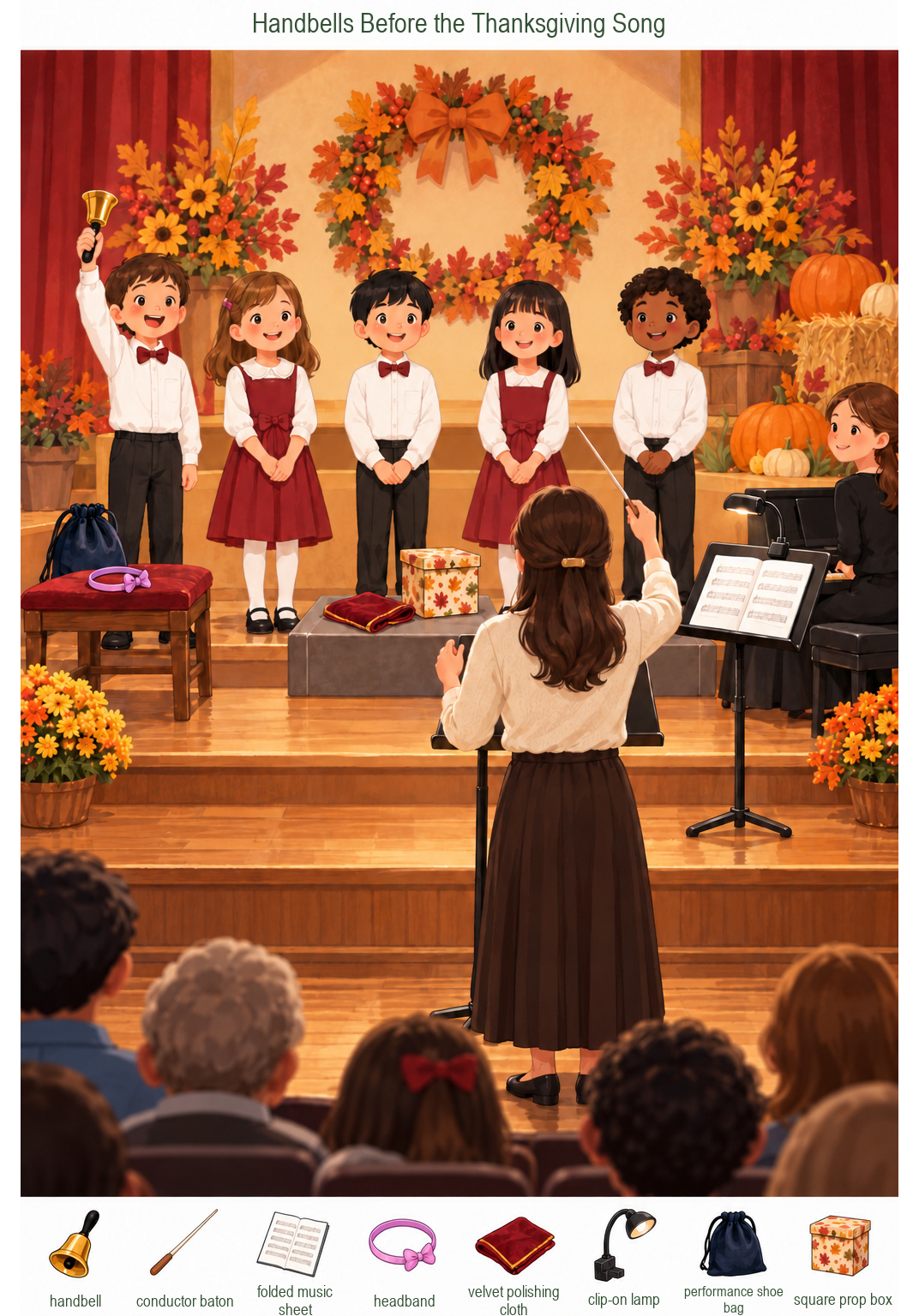 Handbells Before the Thanksgiving Song – full-color hidden picture puzzle with 8 objects to find