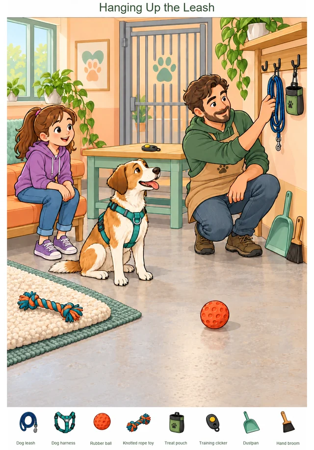 Hanging Up the Leash colorful hidden picture puzzle preview