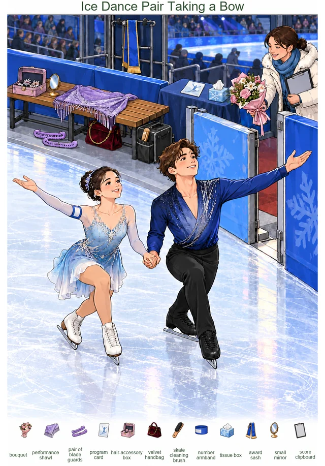 Ice Dance Pair Taking a Bow colorful hidden picture puzzle preview