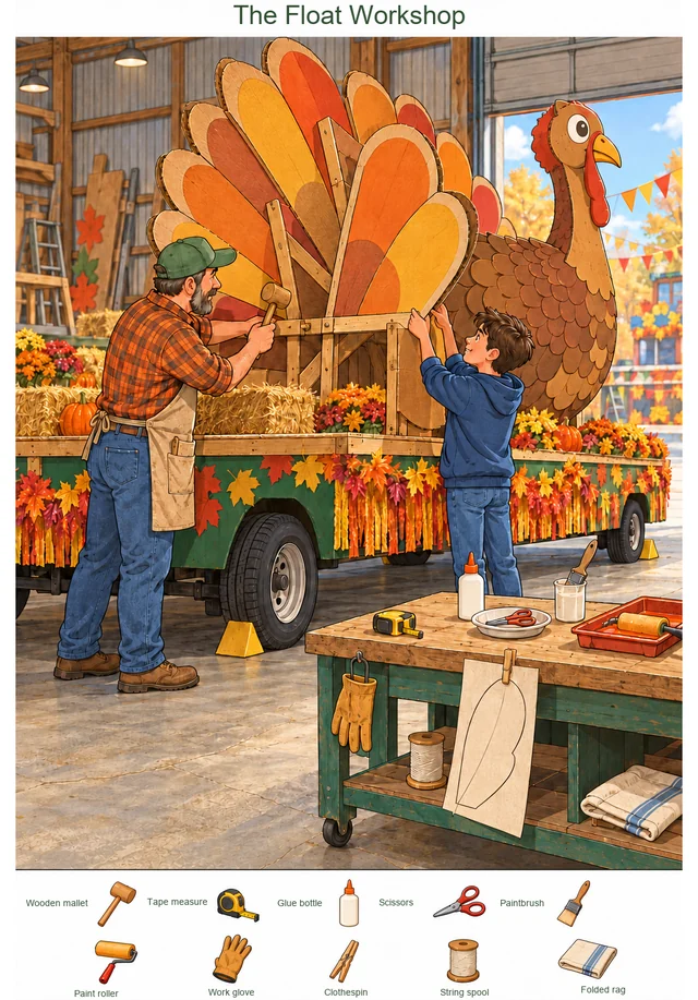Inside the Thanksgiving Float Workshop colorful hidden picture puzzle preview