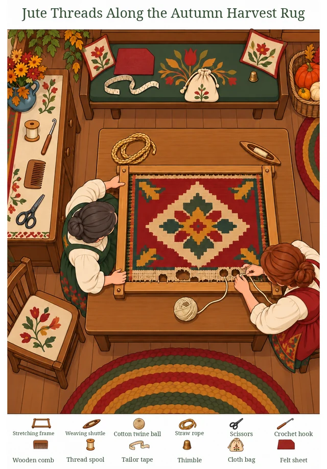 Jute Threads Along the Autumn Harvest Rug colorful hidden picture puzzle preview