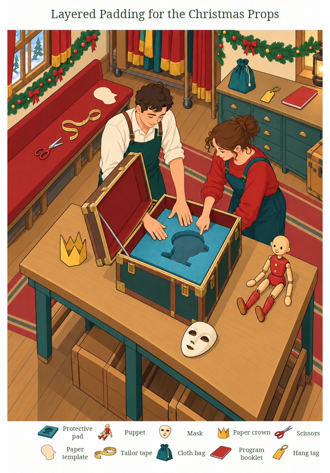 Layered Padding for the Christmas Props – full-color hidden picture puzzle with 10 objects to find