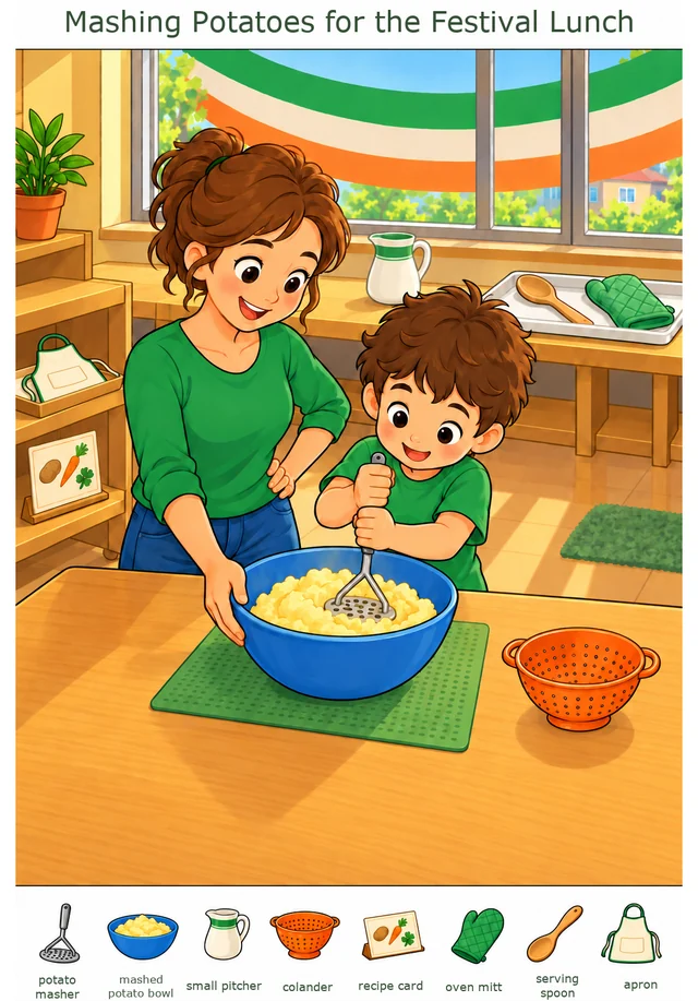 Mashing Potatoes for the Festival Lunch colorful hidden picture puzzle preview