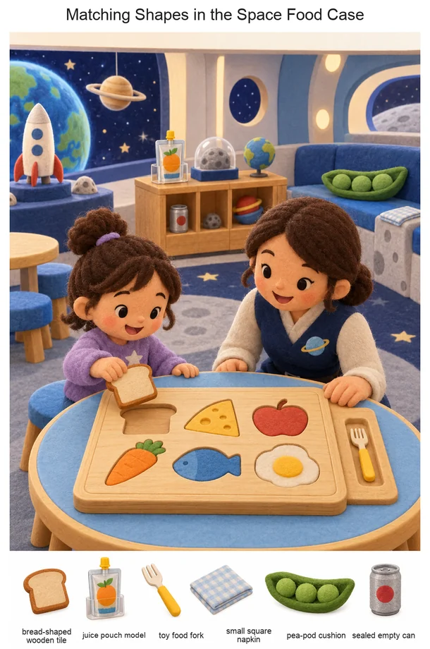 Matching Shapes in the Space Food Case colorful hidden picture puzzle preview