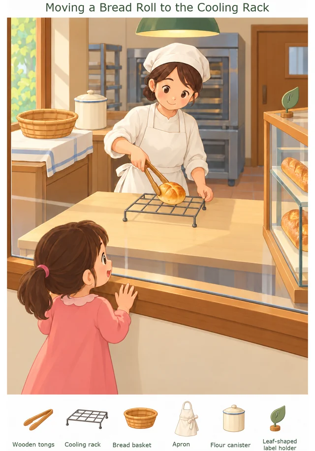 Moving a Bread Roll to the Cooling Rack colorful hidden picture puzzle preview