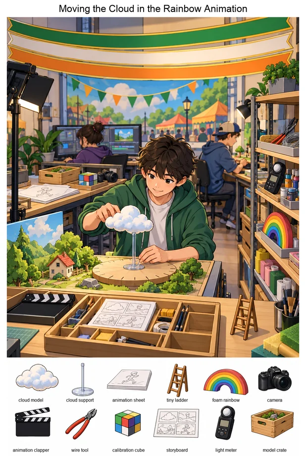 Moving the Cloud in the Rainbow Animation colorful hidden picture puzzle preview