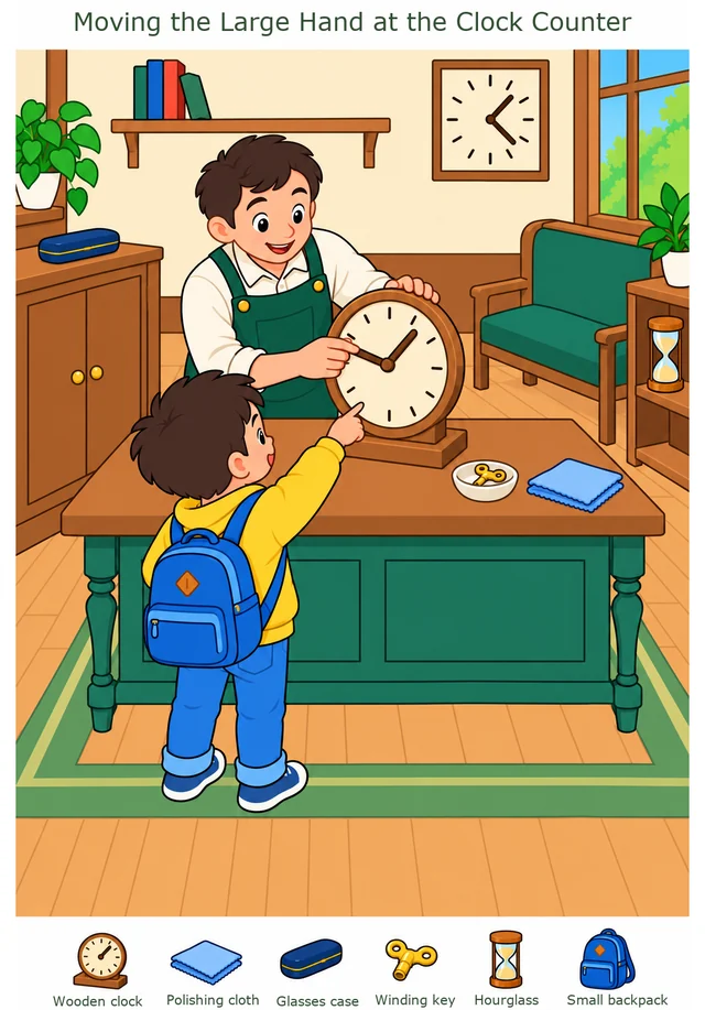 Moving the Large Hand at the Clock Counter colorful hidden picture puzzle preview
