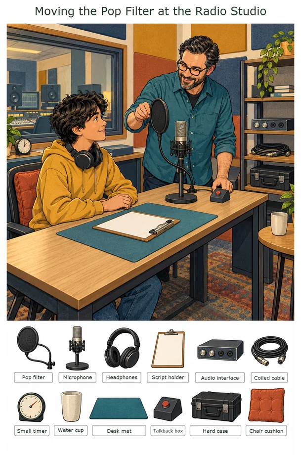 Moving the Pop Filter at the Radio Studio colorful hidden picture puzzle preview