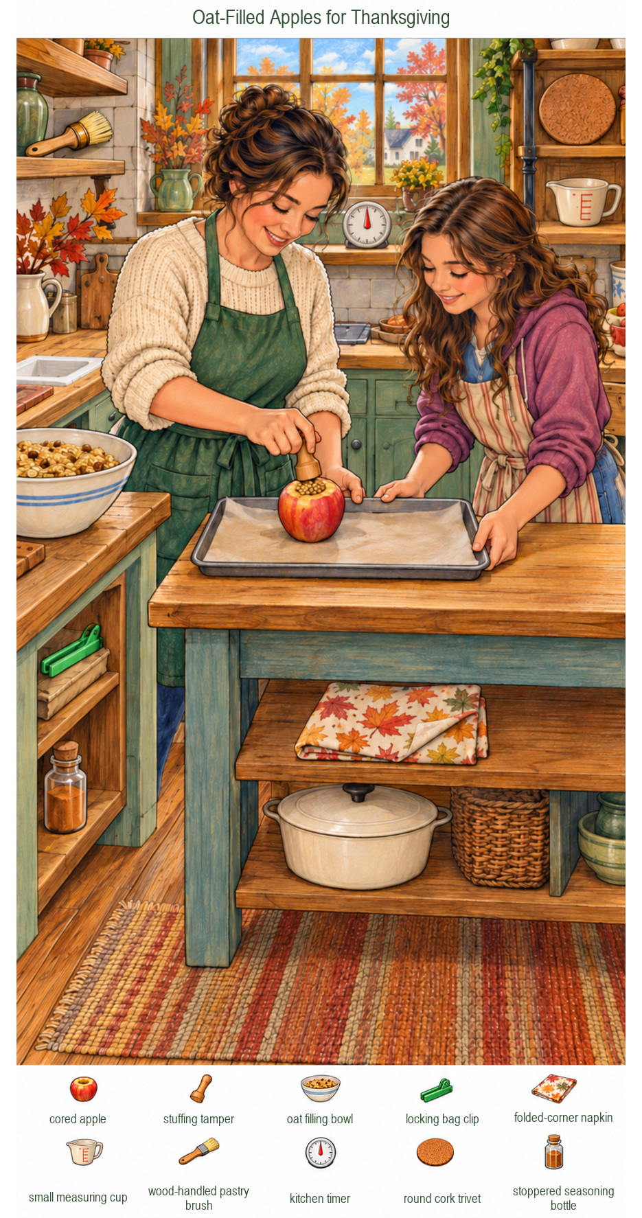 Oat-Filled Apples for Thanksgiving – full-color hidden picture puzzle with 10 objects to find