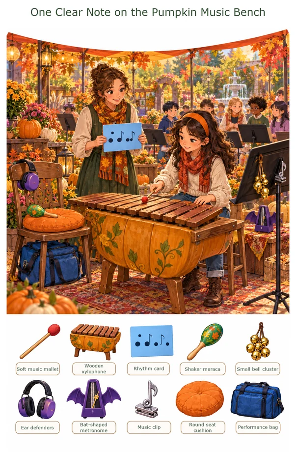 One Clear Note on the Pumpkin Music Bench colorful hidden picture puzzle preview