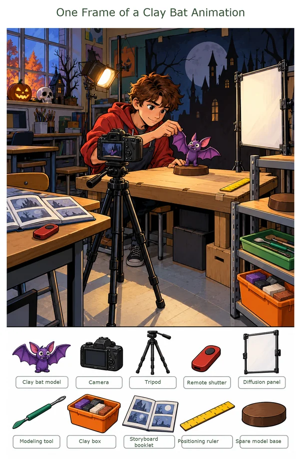 One Frame of a Clay Bat Animation colorful hidden picture puzzle preview