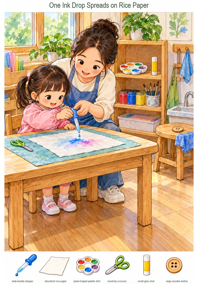 One Ink Drop Spreads on Rice Paper colorful hidden picture puzzle preview