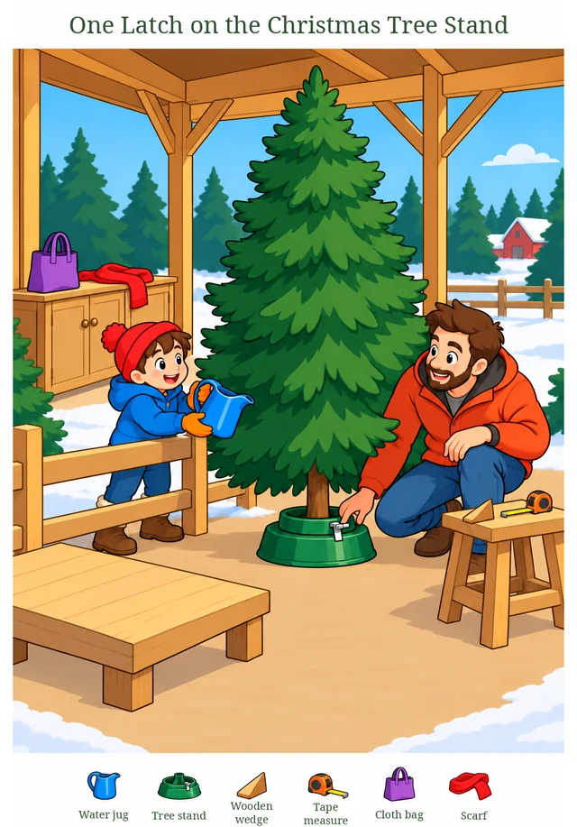 One Latch on the Christmas Tree Stand colorful hidden picture puzzle preview