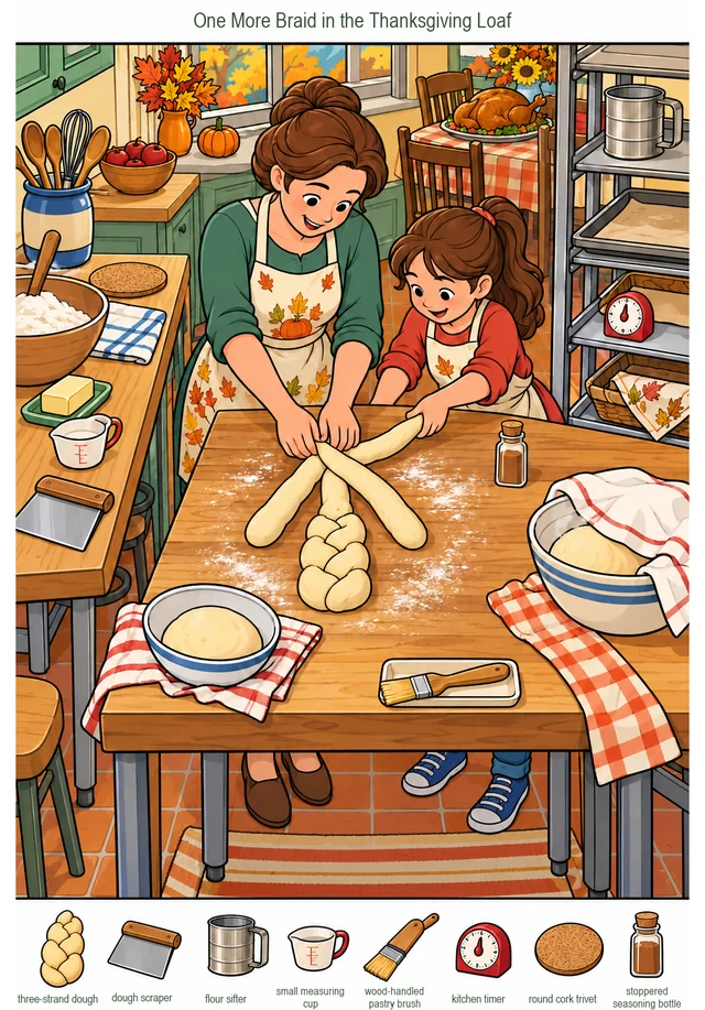 One More Braid in the Thanksgiving Loaf colorful hidden picture puzzle preview