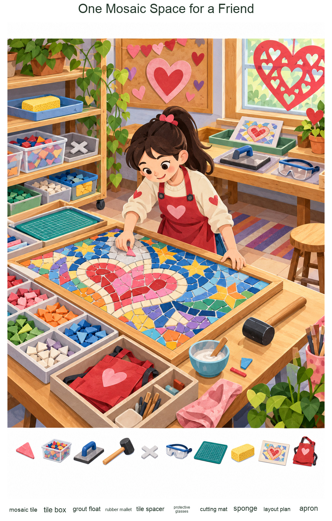One Mosaic Space for a Friend – full-color hidden picture puzzle with 10 objects to find