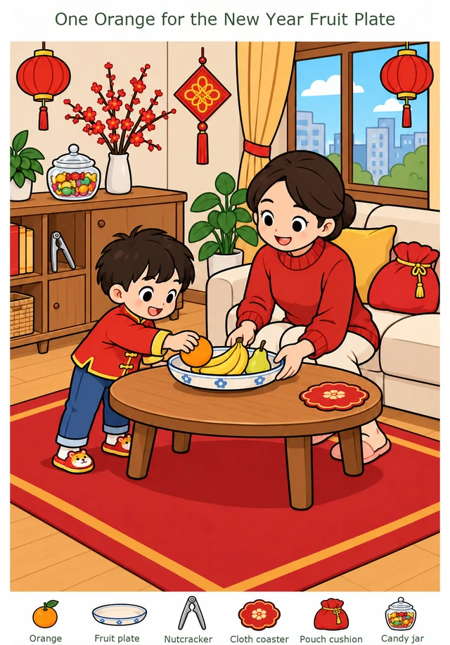 One Orange for the New Year Fruit Plate colorful hidden picture puzzle preview
