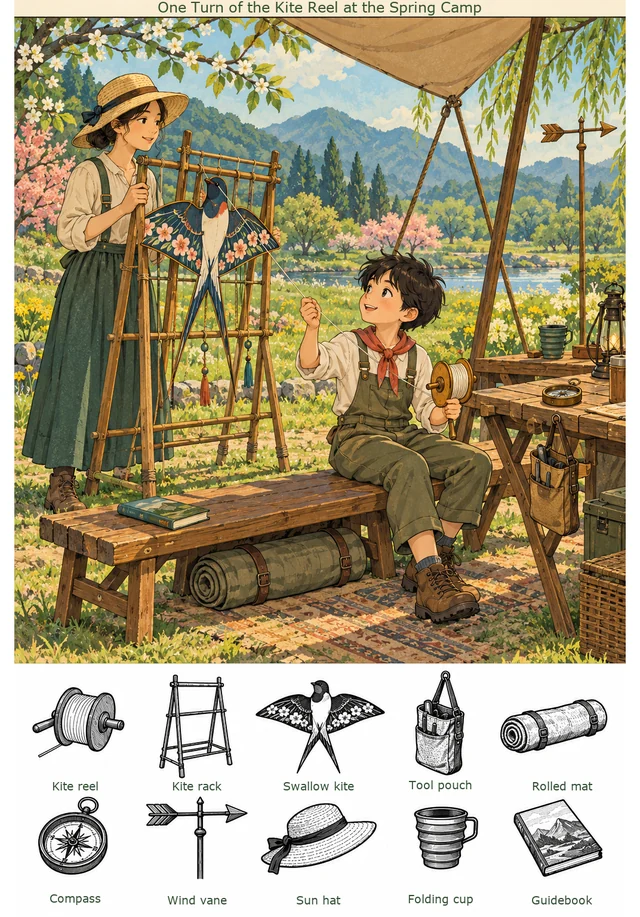 One Turn of the Kite Reel at the Spring Camp colorful hidden picture puzzle preview