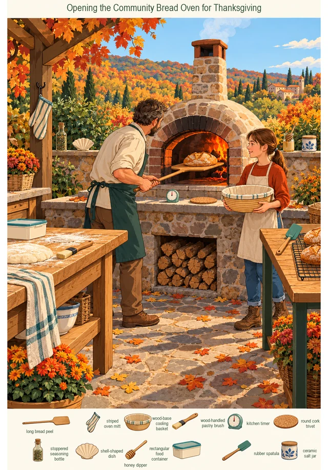 Opening the Community Bread Oven for Thanksgiving colorful hidden picture puzzle preview
