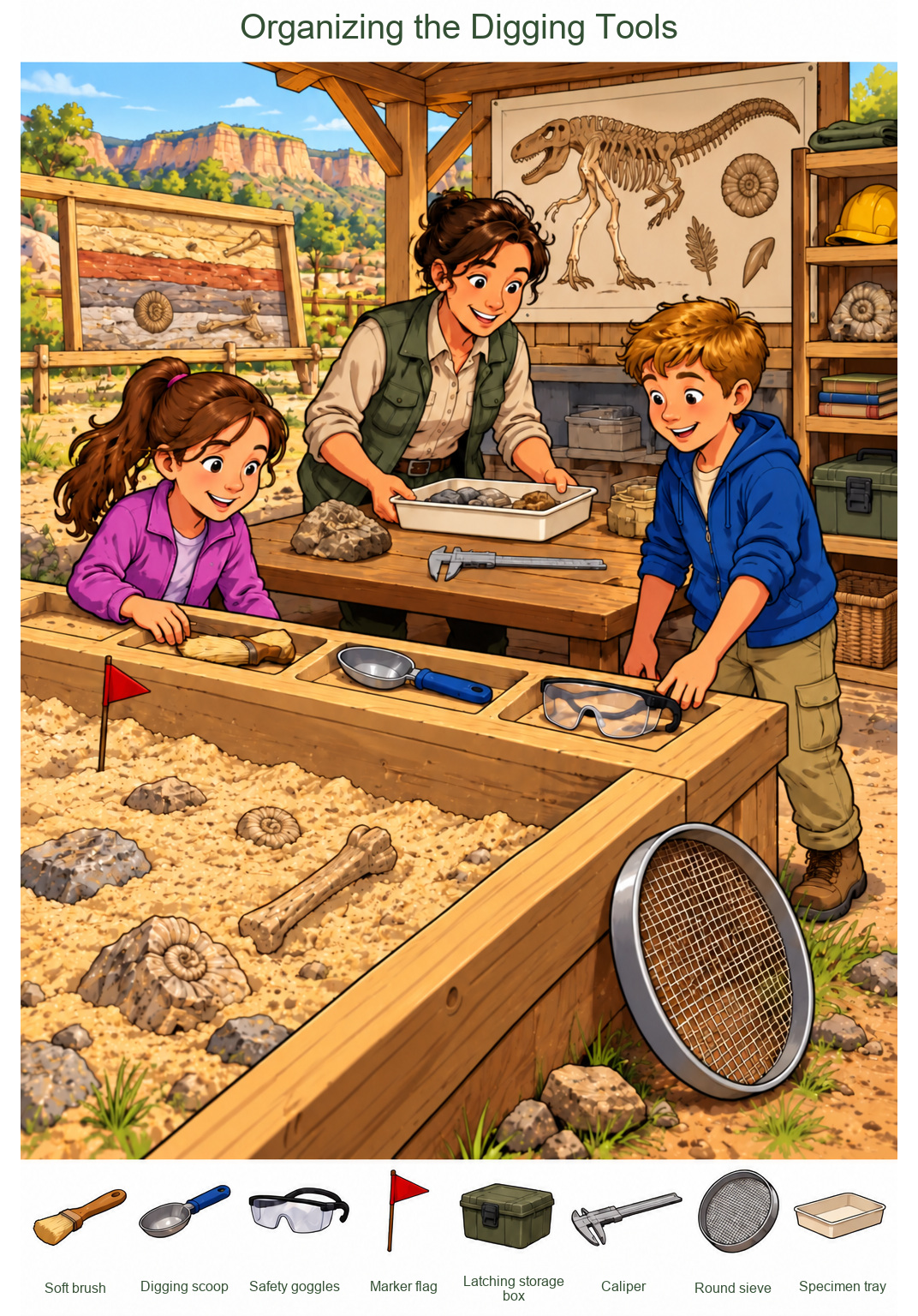 Organizing the Digging Tools – full-color hidden picture puzzle with 8 objects to find