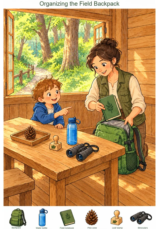 Organizing the Field Backpack colorful hidden picture puzzle preview
