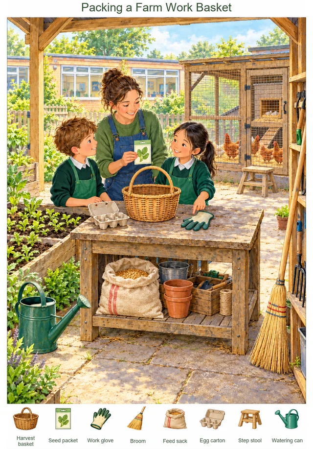 Packing a Farm Work Basket colorful hidden picture puzzle preview
