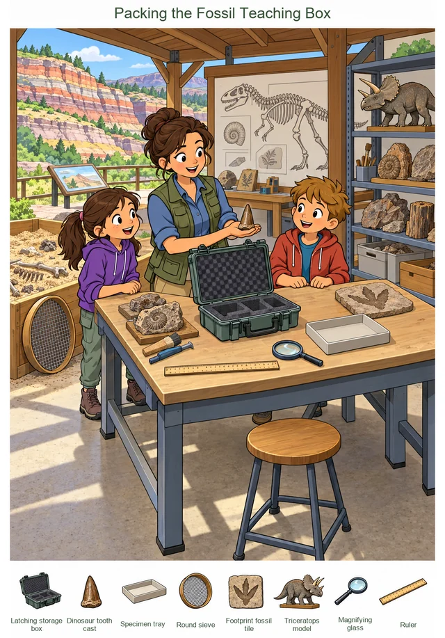 Packing the Fossil Teaching Box colorful hidden picture puzzle preview