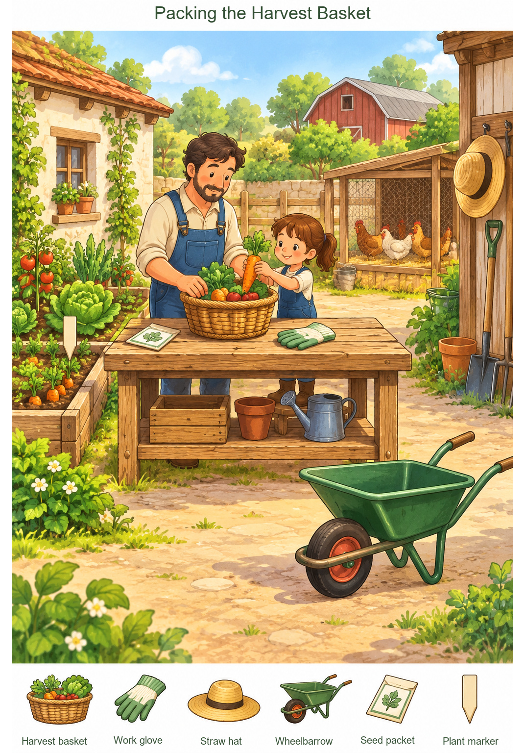 Packing the Harvest Basket – full-color hidden picture puzzle with 6 objects to find